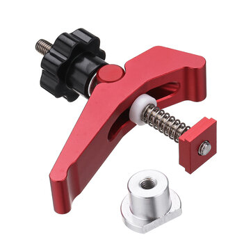 HONGDUI Red Quick Acting Hold Down Clamp Aluminum Alloy T-Slot T-Track Clamp Set Woodworking Tool for Woodworking Table