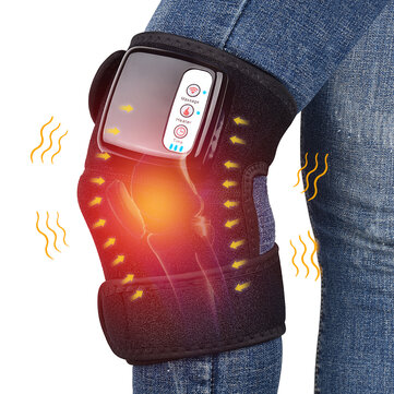 12W Electric Far Infrared Heating Knee Massager Adjustable Thermal Vibration Physiotherapy Instrument Knee Pad Vibration Massage Pain Relief Health Care Wireless