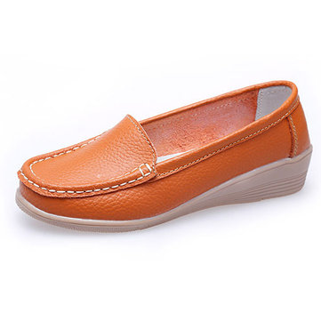 New Women Fashion Casual Breathable Comfortable Slip-On Wedge Heel Flat Shoes