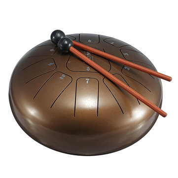 15% OFF for 10 Inch 11 Notes Bronze Steel Tongue Percussion Drums Handpan Instrument with Drum Mallets and Bag