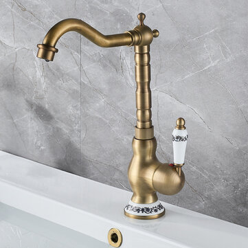 Kitchen Faucet Antique Brass Swivel, Antique Gold Bathroom Sink Taps