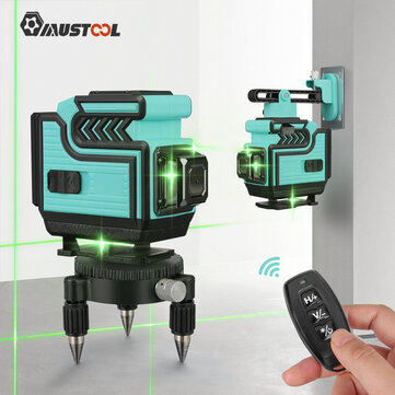 MUSTOOL 12 Line 360°Horizontal Vertical Cross 3D Green Light Laser Level Self-Leveling Measure with 2 batteries EU Plug