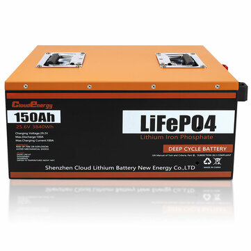 [US Direct] Cloudenergy 24V 150Ah LiFePO4 Battery 3840Wh 2560W Built-in 100A BMS 6000+ cycles 10 Years Service Life with Class A LiFePO4 Cells Perfect for Motorhome, Camper, Energy Storage, Van, Off-grid CL24-150
