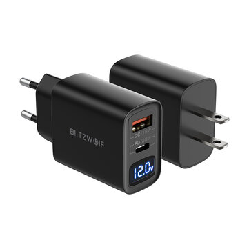 BlitzWolf® BW_S19 20W 2_Port USB PD Charger PD3.0 PPS QC3.0 SCP FCP AFC Fast Charging EU Plug US Plug Adapter LED Digital Display for iPhone 12 Mini 12 Pro Max for Samsung Galaxy Note S20 ultra Huawei Mate 40 OnePlus 8 Pro