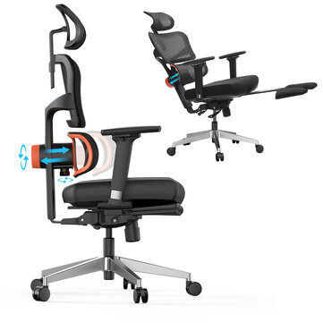 [PRO VERSION] NEWTRAL Ergonomic Office Chair with Footrest High Back Desk Chair with Unique Adjustable Lumbar Support, Backrest, Seat Depth Adjustment, Tilt Function, 4D Armrest Recliner Chair for Home Office
