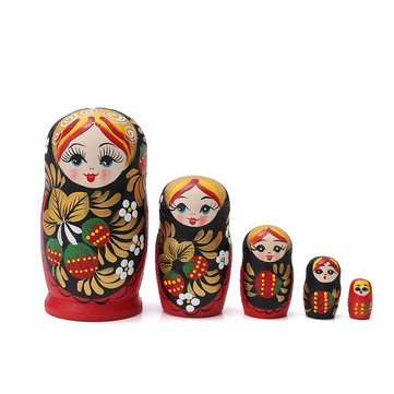 5 Munecas Rusas De Madera Decoracion Hogarena Russian Nesting Dolls for Kids 5 pcs Wooden Matryoshka Stacking Toys Shelf Accent Baboushka Nesting Dolls