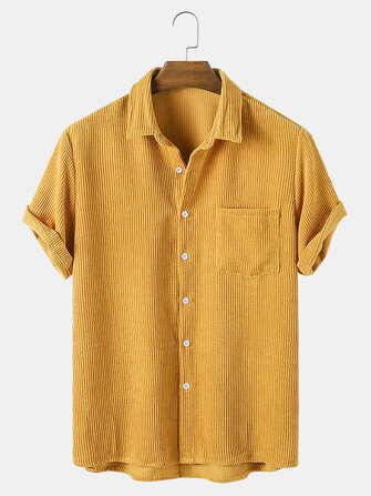 T-shirts - Mens Casual Corduroy Light Breathable Pocket Short Sleeve ...