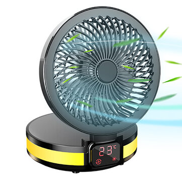 5W USB Charging Mini Desk Fan Indoor Temperature Monitoring with Night Light Aromatherapy Four-gear Circulating Small Table Fan