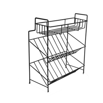 2/3 Layers Shelf Kitchen Utensils Storage Iron Spice Rack Storage Stand Home Organizer Kitchen Shelf-Black