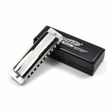 $19.99 Easttop T008 10 Holes Blues Harmonica C Tone Sliver Color for Beginner