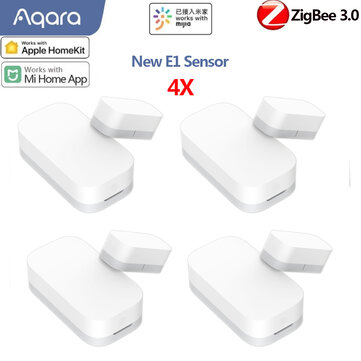 [4PCS] Aqara E1 Window And Door Sensor Zigbee 3.0 Wireless Remote Control Smart Home Kit Remote Alarm Eco-System Works With Homekit And Mi Home APP