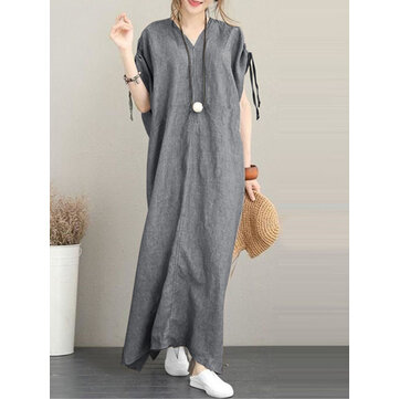 Women Backless Solid Casual Maxi Dress