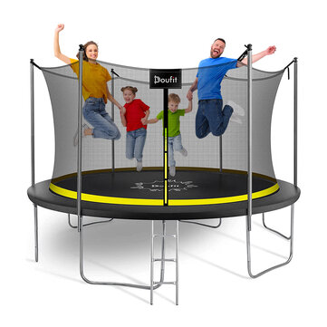Doufit 15FT Trampoline Jumping Exercise Fitness Heavy Duty Re-bounder Bed with Enclosure Net Ladder Outdoor Home Sport