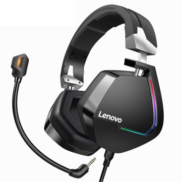 Lenovo H402 Gaming Headphone USB 7.1 Surround Sound Deep Bass RGB Colorful Light Headset with Mic for PC Laptop Gamer