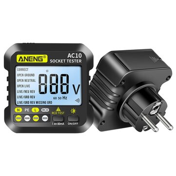 ANENG AC10 Socket Tester Plug Tester Zero Line Plug Polarity  Phase Tester Multimeter Digital Tester