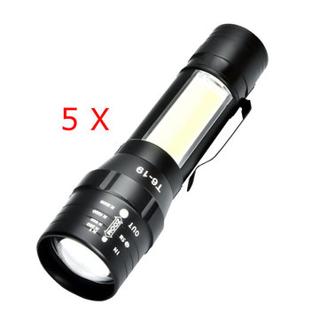 5pcs XANES T6 4Modes Front + Side Light USB Rechargeable Zoomable Mini...
