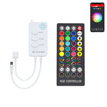 BlitzWolf BW LC1 DC12V bluetooth WiFi RGB LED Strip Controller With 40Keys Remote Control Work with Alexa