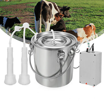 5L Electric Milking Machine Stainless Steel Bucket Pulsating Milking Machine for Farm Cows Cattle Goat Vacuum Pump Bucket