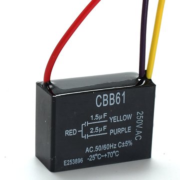 Cbb61 1 5uf 2 3 Wire 250vac Ceiling, How Can You Tell If A Ceiling Fan Capacitor Is Bad