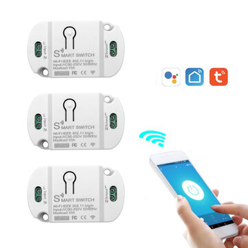 Tuya Smart WIFI Home Switch Led Light Universal Module DIY Smart Life WIFI Switch Supports 2 Way Control Work with Alexa Google Home Smart Life