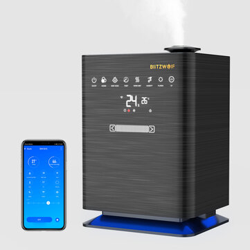 BlitzWolf® BW-SH5 Smart Ultrasonic Humidifier with APP Control 4.3L Capacity Heating Constant Humidity Plasma and UV Sterilization 360 ° Humidification for Home Bedroom Office