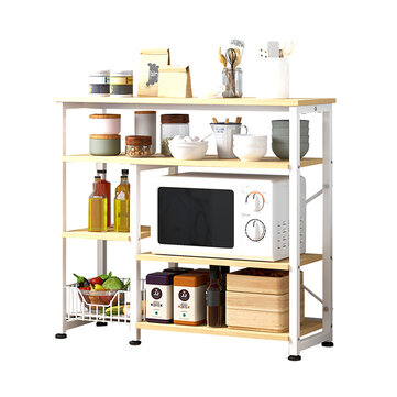 4 Layers Floor-standing Rack Storage Multifunctional Arrangement for Home Kitchen Counter - White