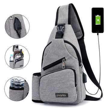 $15.99 for Outdoor Travel USB Charging Port Sling Bag