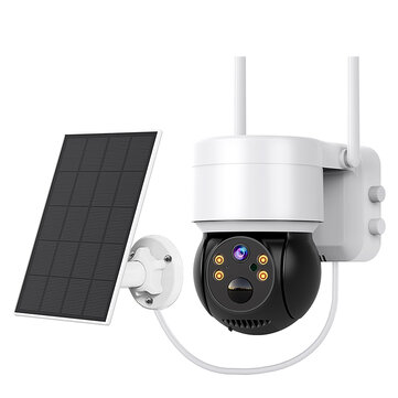 Hiseeu 1080P WiFi Camera with Solar Panel Outdoor PTZ IP Cam PIR Motion Detection Night Vision Two-way Audio 5X Zoom IP66 Waterproof Support TF Card Surveillance Camera