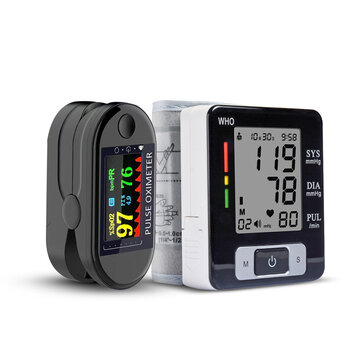 BOXYM 2 in 1 Finger Pulse Oximeter Blood Pressure Monitor Health Care Set for Elder Men Women Christmas Gift