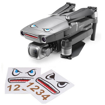 Shark Emoticon Sticker Set Water-proof Skins Decals Decorative for DJI Mavic 2 PRO/ZOOM RC Drone Quadcopter