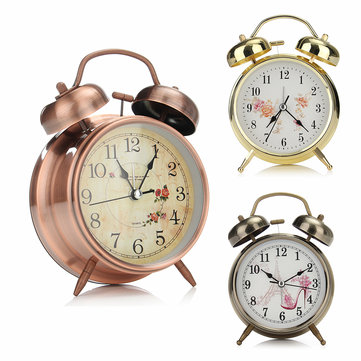 4 Inches Twin Bell Alarm Clock Series Retro Metal Style Twin Bell Clock Bedroom Decoration