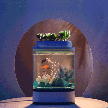Geometry Mini Fish Tank USB Charging Self-Cleaning Aquarium with 7 Colors LED Light For Home Decorations From Xiaomi Youpin