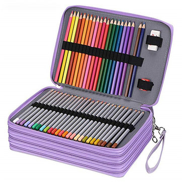 120 Slots Pencil Holder Pen Bag Large Capacity Pencil Organizer with Handle Strap Handy Colored Pencil Box with Printing Pattern Bee BTSKY Colored Pencil Case 