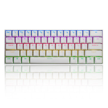 FEKER 60% NKRO bluetooth 4.0 Type-C Outemu Switch PBT Double Shot Keycap RGB Mechanical Gaming Keyboard--White
