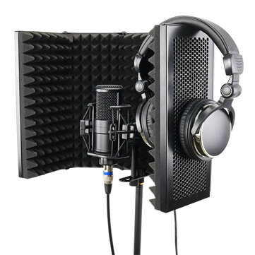 Bomaite Small 5-Panel Microphone Isolation Shield Foldable & Portable High Density Sound-Absorbing Foam Panel for Studio Recording 