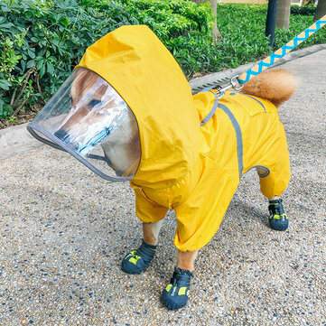 Pet dog raincoat four feet waterproof 