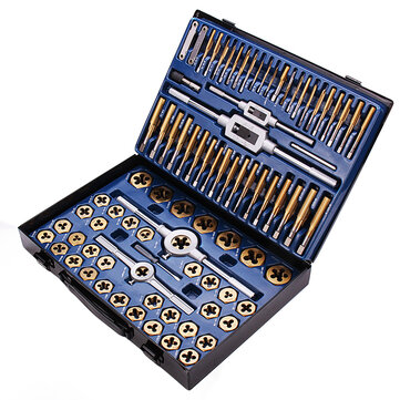 $79.99 for Drillpro 86Pcs Tungstem Steel Plating Titanium SAE Tap And Die Set Combination Metric Tools Kit