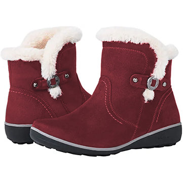 Women Winter Suede Warm Plush Lining Buckle Slip Resistant Ankle Snow Boots