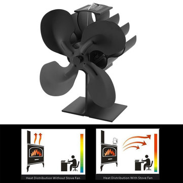 LyRay 4 Blade Eco-friendly Black Stove Fan Low Noise Home Fireplace Fan Efficient Heat Distribution