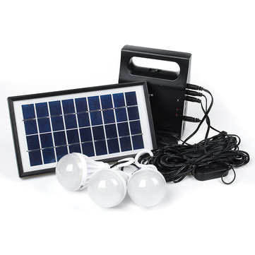 6V USB LED Bulbs Solar Panel Light System Outdoor Garden Camping Emergency Lantern