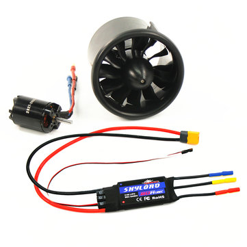 Tomcat 70mm12 Blades Ducted Fan with 2827-KV2600 Brushless Motor 80A ESC for RC Airplane Spare Part