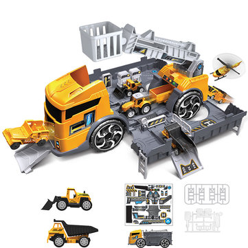 Kindersimulation Diecast Engineering Fahrzeugmodell Set Verformung Lagerung Parkplatz Lernspielzeug