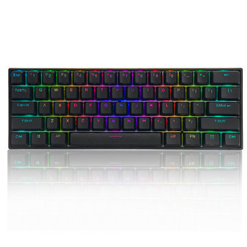 FEKER 60% NKRO bluetooth 4.0 Type-C Gateron Switch PBT Double Shot Keycap RGB Mechanical Gaming Keyboard--Black