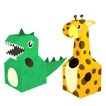 $18.36 for Animal Cardboard Wearable Carton Toys Giraffe Dinosaur Children's Handmade DIY Model Novelties Toys