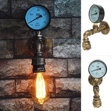 Vintage Industrial Water Pipe Gauge Steampunk Wall Lamp Sconce Light Fixture Decorations