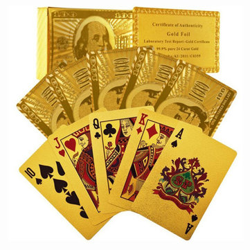 1PCS 24K plaqué or cartes à jouer complet Poker Deck 99.9% Pure Cadeau Idéal Noël 